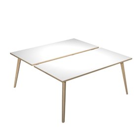 Scrivania Woody a 2 postazioni contrap. - 180 x 166 cm - rovere / bianco