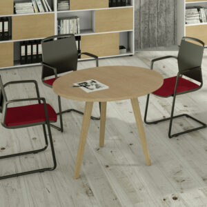 Tavolo riunione tondo Woody - diametro 100 cm - rovere