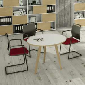 Tavolo rotondo alto Woody - diametro 100 cm - H 105 cm - rovere/bianco