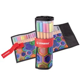 93345 Pennarello Arty Line Point 88 - punta in fibra - colori assortiti - Stabilo - rollerset 25 pezzi