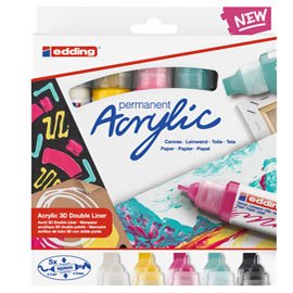 Marcatore permanente acrilico 5400 - doppia punta - colori assortiti - Edding - conf. 5 pezzi