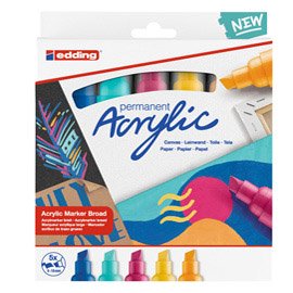 Marcatore permanente acrilico 5000 - punta scalpello - da 5 a 10 mm - colori assortiti Broad Abstract - Edding - conf. 5 pezzi