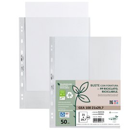 Buste forate Gea 100 - PP riciclato - buccia medium - 21 x 29