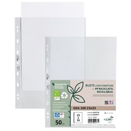 Buste forate Gea 100 - PP riciclato - buccia medium - 23 x 33 cm - Sei rota - conf. 50 pezzi