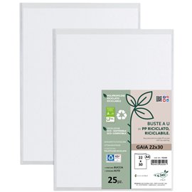 Buste a sacco Gaia - PP riciclato - 22 x 30 cm - buccia - trasparente - Sei rota - conf. 25 pezzi