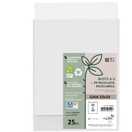 Buste a sacco Gaia - PP riciclato - 23 x 33 cm - buccia - trasparente - Sei rota - conf. 25 pezzi