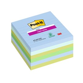 94691 Blocco Post-it Super Sticky - 675-6SS-OAS - a righe - 100 x 100 mm - colori Oasis - 90 fogli - Post-it - conf. 6 pezzi