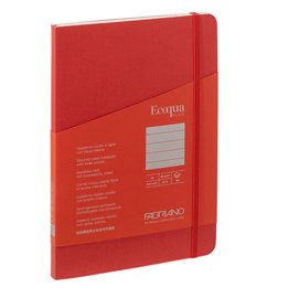 Taccuino Ecoqua Plus - con elastico - rilegatura cucita - A5 - 5 mm - 80 fogli - righe - lampone - Fabriano