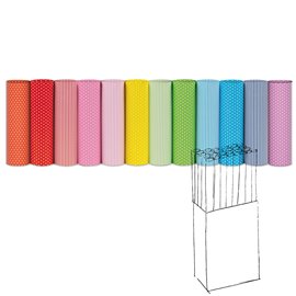 Rotolo carta regalo - 2 m x 70 cm - fantasie righe e pois - Rex Sadoch - espositore 50 pezzi