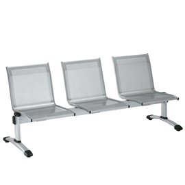 96505 Panca attesa Plexus PS3P - 3 posti - senza braccioli - grigio - Unisit