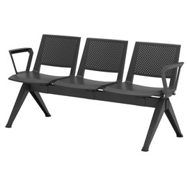 96583 Panca attesa Kentra KE3P - 3 posti - con braccioli fissi - nero - Unisit
