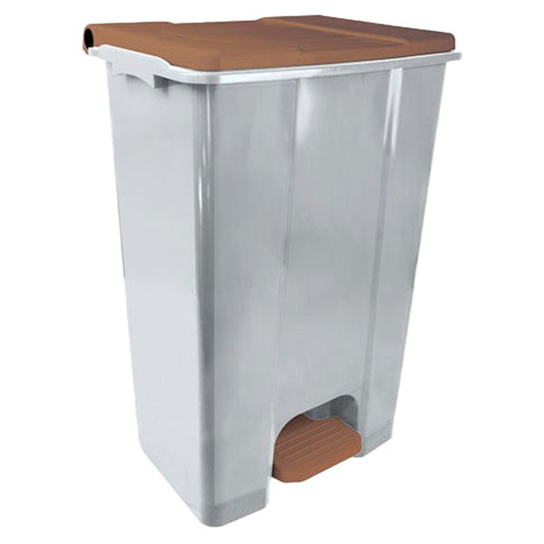 97434 Contenitore mobile Ecoconti - a pedale - 80 L - plastica riciclata - grigio/marrone - Medial