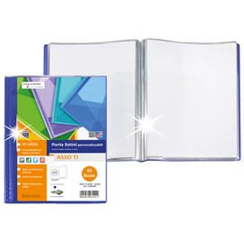 98993 Portalistini Asso TI - personalizzabile - PP liscio - 15 x 21 cm - 80 buste - blu - Sei Rota