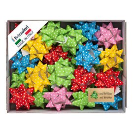 99265 Stelle di nastro ecocarta - 20 mm x diam. 9 cm - fantasie assotite - Brizzolari - conf. 36 pezzi