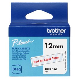 Brother - Nastro adesivo - Rosso/Trasparente - 12mm x 4mt - BTAG132