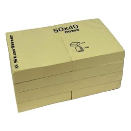 Blocchetto biglietti adesivi - giallo - 50 x 40mm - 70gr - 100 fogli - Starline