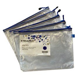 STL7311 Busta a rete con cerniera blu- PVC - 27 x 36 cm - trasparente - Starline