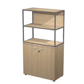 Libreria media metal + armadio basso Essence - 90 x 46 x 165 cm - Rovere/rovere/rovere/antracite