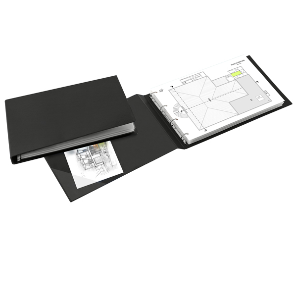 25425 Raccoglitore Sanremo 2000 - 42 x 30 cm album - 4 anelli a D 25 mm - dorso 4 cm - nero - Sei Rota