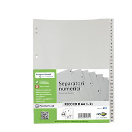Separatore numerico 1/31 Record R - PP - 21 x 29