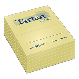 Blocco foglietti - giallo pastello - 76 x 127mm - 63gr - 100 fogli - Tartan