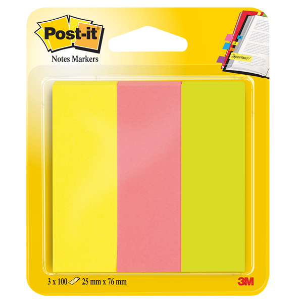 32226 Segnapagina Post-it in carta - 671-3 - 25 x 76 mm - 3 colori Neon - Post-it - conf. 300 pezzi