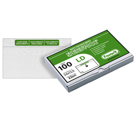Busta adesiva Speedy Doc - con stampa "contiene documenti" - LD (23 x 11 cm) - LDPE - trasparente - Favorit - conf. 100 pezzi