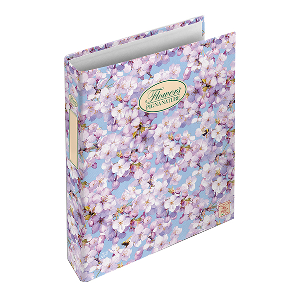 50016_1 Raccoglitore Nature Flowers - A4 - cm 4 anelli da 30mm - dorso 4 cm - Pigna