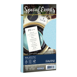 Busta Special Events metal - 110 x 220 mm - 120 gr - azzurro - Favini - conf. 10 buste