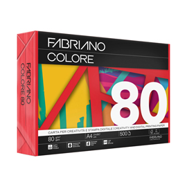 Carta Fabriano Colore - A4 - 80 gr - colori forti rosso - Fabriano - conf. 500 fogli
