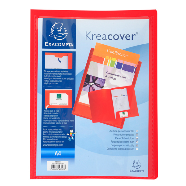 89311 Cartella di presentazione con 2 alette Kreacover - A4 - PP - rosso - Exacompta