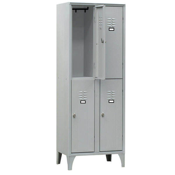 91652 Armadio spogliatoio in metallo - 4 vani sovrapposti - 60 x 50 x 180 cm - grigio - Fasma