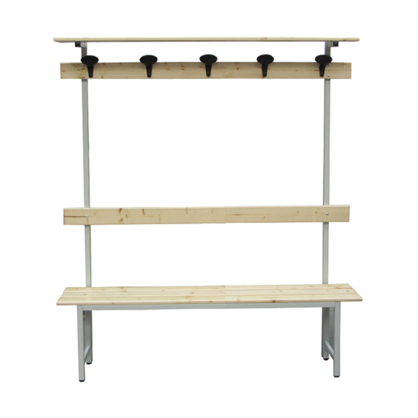 91659 Panca spogliatoio - con alzata - 5 posti - 150 x 40 x 185 cm - legno - Fasma