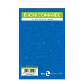 Blocco comande - 25 fogli - 3 copie autoricalcanti - 10 x 17cm - BM