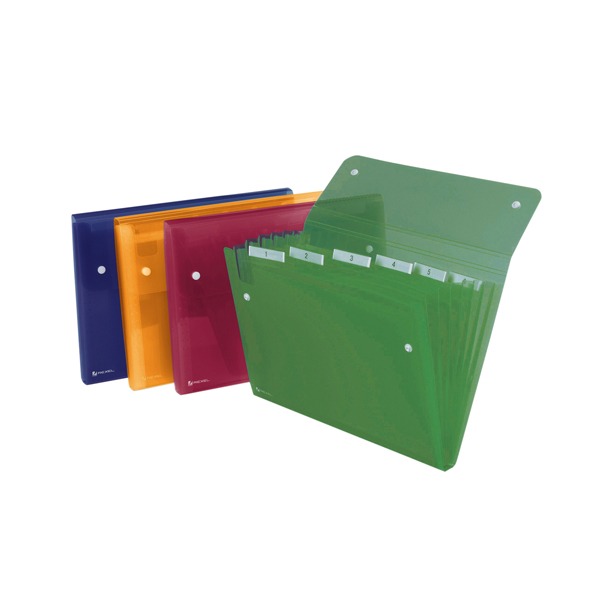 exp 6 pkt 001 Portadocumenti a soffietto Ice - 6 tasche - 22 x 30 cm - PP - colori assortiti - Rexel