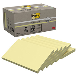 Blocco Post-it Notes Green - 655-1B - 76 x 127 mm - giallo - 100 fogli - riciclato 100% - Post-it