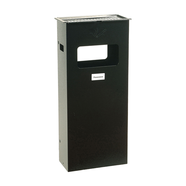 64831 Gettacarte/posacenere da terra - da esterno - 30 x 70 x 15 cm - grigio scuro - Metalplus