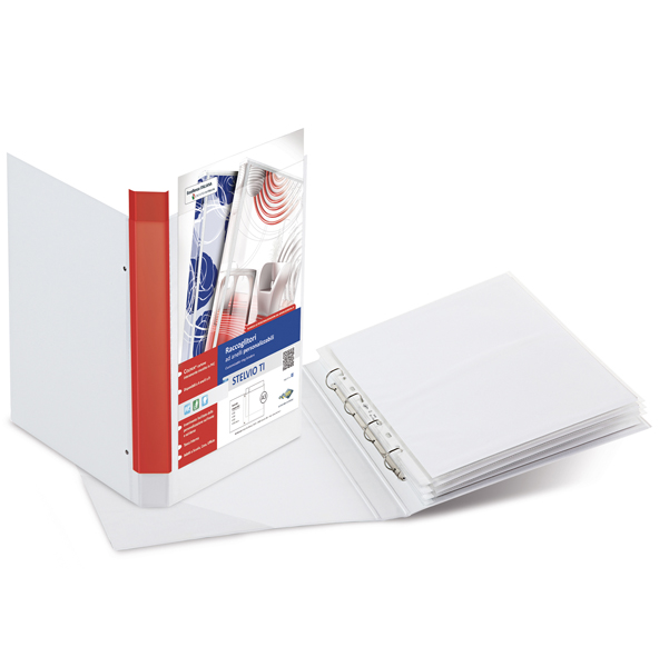 68025 Raccoglitore personalizzabile Stelvio TI - A3 - 4 anelli a D 25 mm - dorso 4 cm - bianco - Sei Rota