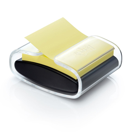 Dispenser Pro nero + 1 Post-it Super Sticky Z Notes - PRO-B-1SSCY-R330 - 76 x 76 mm - giallo Canary - Post-it