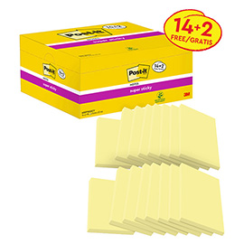 Blocco foglietti Post-it Super Sticky - 655-SSCY-VP16-EU - 76 x 127 mm - giallo Canary - 90 fogli - Post-it - conf. 16 blocchi