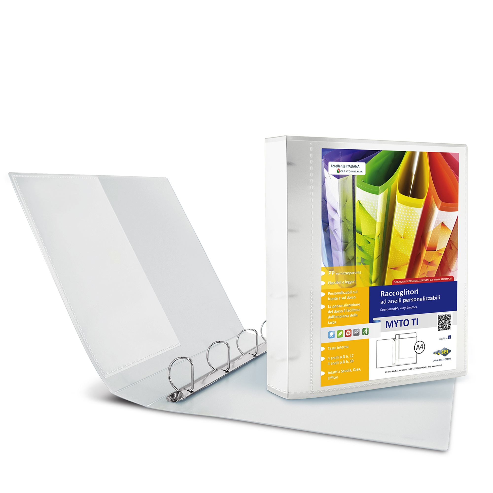 80383 Raccoglitore personalizzabile Myto TI - 22 x 30 cm - 4 anelli a D 17 mm - dorso 2