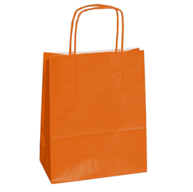 Shopper Twisted - maniglie cordino - 14 x 9 x 21 cm - carta kraft - arancio - Mainetti Bags - conf. 25 pezzi