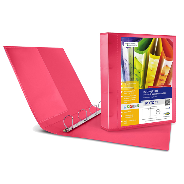 82727 Raccoglitore personalizzabile Myto TI - 22 x 30 cm - 4 anelli a D 30 mm - dorso 4 cm - rosso - Sei Rota