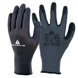 Guanti da lavoro VE630 - poliestere - palmo lattice - taglia 08 - grigio/nero - Deltaplus