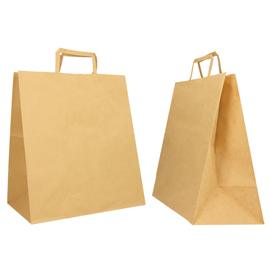 Shopper Flat Large - maniglie piattina - 28 x 17 x 32 cm - carta kraft - avana - Mainetti Bags - conf. 250 pezzi