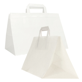 Shopper Flat XLarge - 32 x 22 x 24 cm - carta kraft - bianco - Mainetti Bags - conf. 200 pezzi