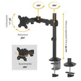 Bracci porta monitor Reflex Series - singolo - 55x11