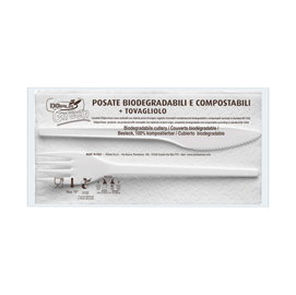 Bis posate - in estabio - con tovagliolo 2 veli - Dopla - conf. 100 pezzi