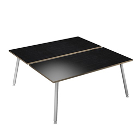 Scrivania Skinny Metal a 2 postazioni contrapp. - 140 x 166 cm - bianco / nero venato