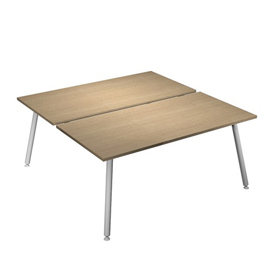 Scrivania Skinny Metal a 2 postazioni contrapp. - 160 x 166 cm - bianco / rovere